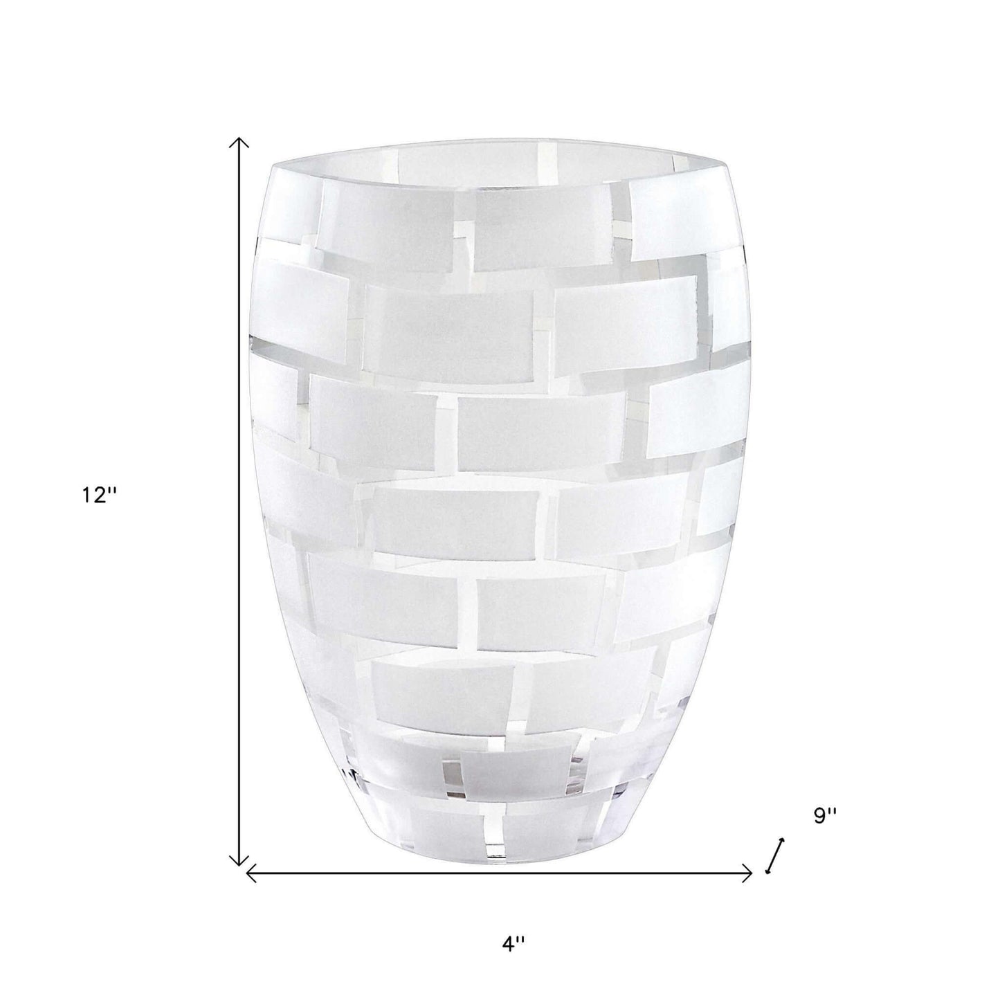 12" Frosted Crystal Vase with Elegant Wall Design