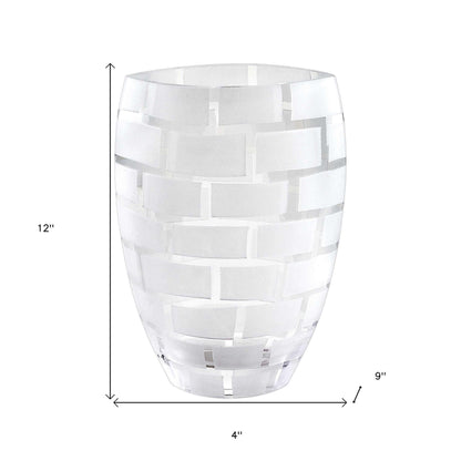 12" Frosted Crystal Vase with Elegant Wall Design