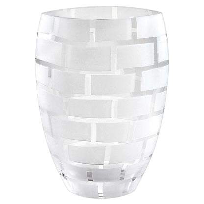 12" European Mouth Blown Frosted Crystal Vase with Unique Wall Design