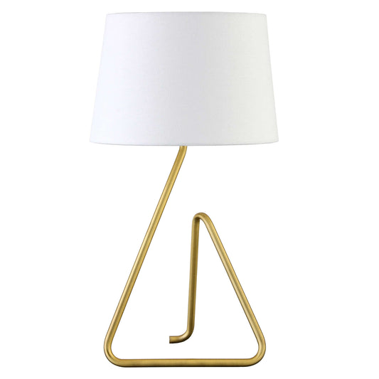 22" Brass Metal Table Lamp With White Bell Shade