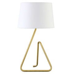 22" Brass Metal Table Lamp With White Bell Shade