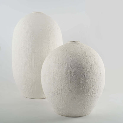 32" Narrow White Textured Ceramic Vase with modern design and intricate texture, ideal for home decor or as a centerpiece.