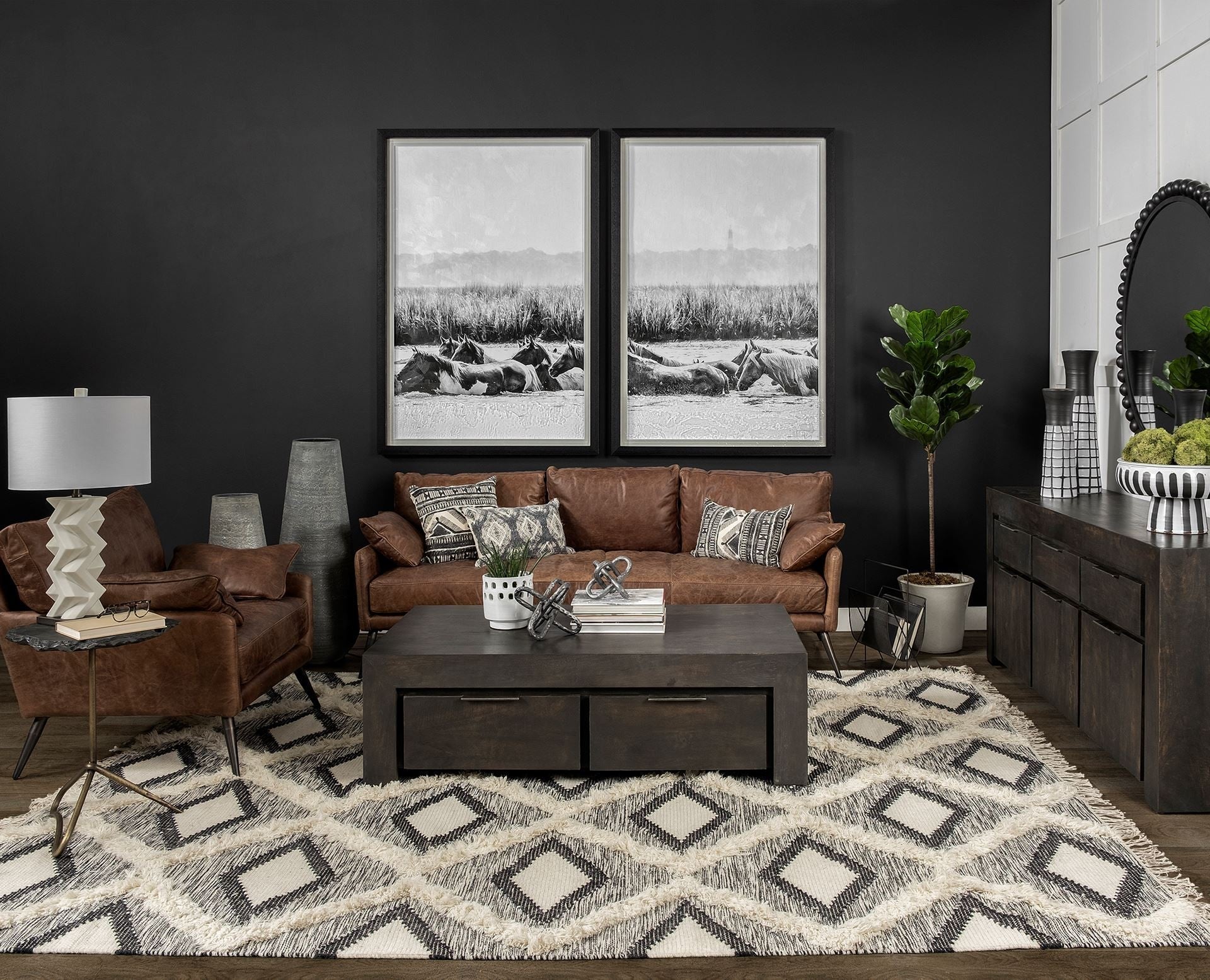 39" rustic gray and gold textured ceramic floor vase in stylish living room setting.