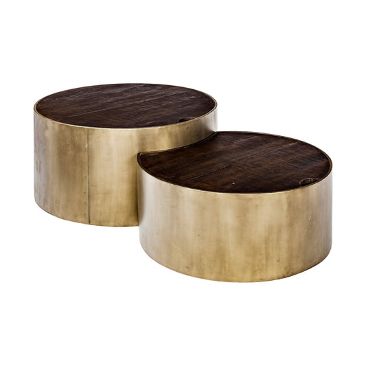 S2 39.5" & 31.25" Round Wood Nesting Coffee Tables